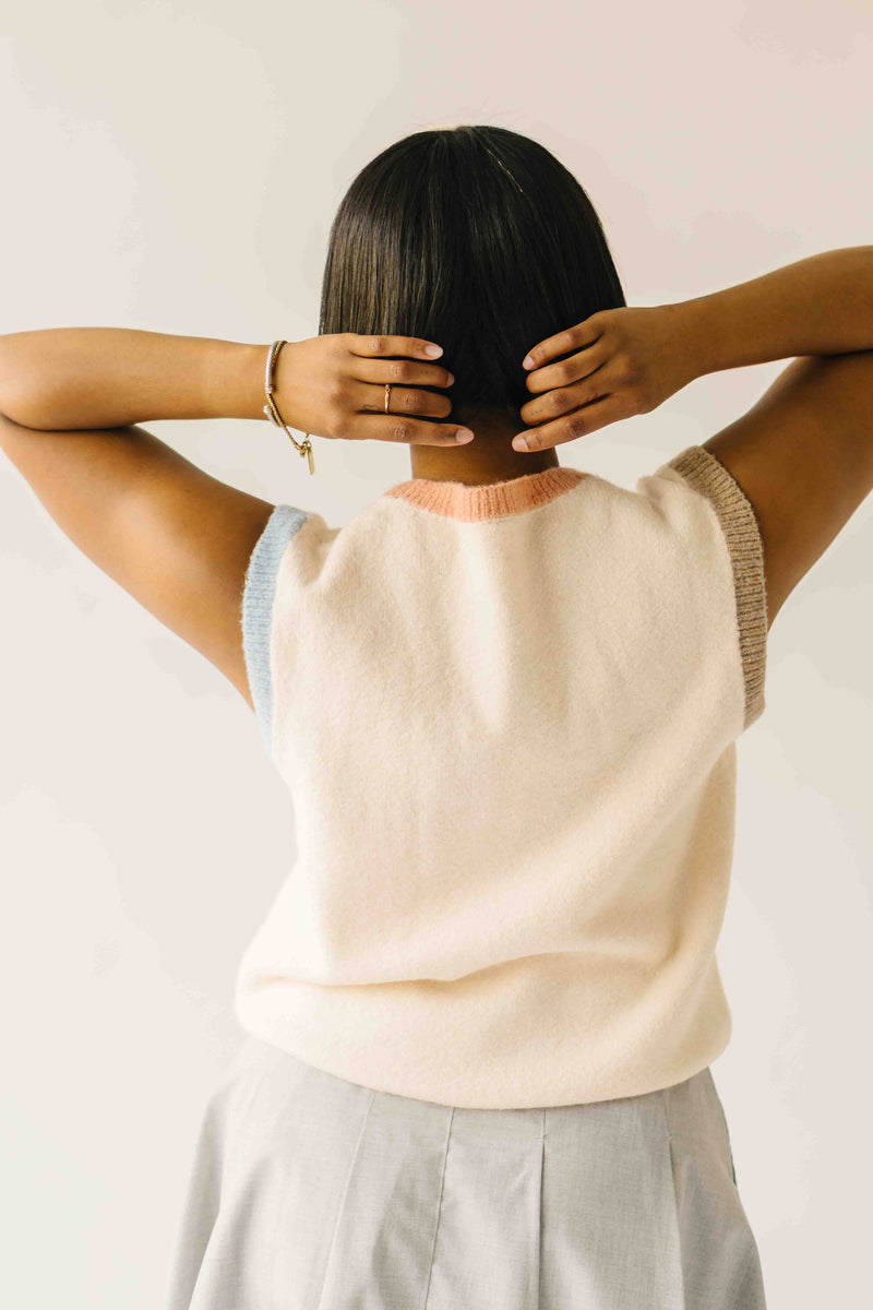 The Alvin Colorblock Sweater Vest in Off White Combo