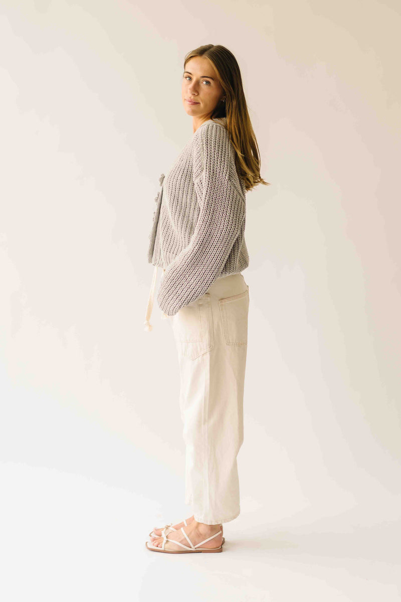 The Brandon Button-Up Cardigan in Khaki Grey