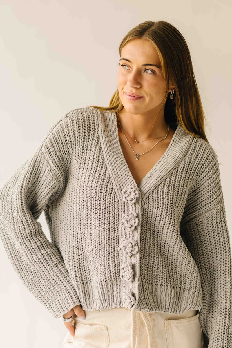 The Brandon Button-Up Cardigan in Khaki Grey