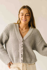 The Brandon Button-Up Cardigan in Khaki Grey
