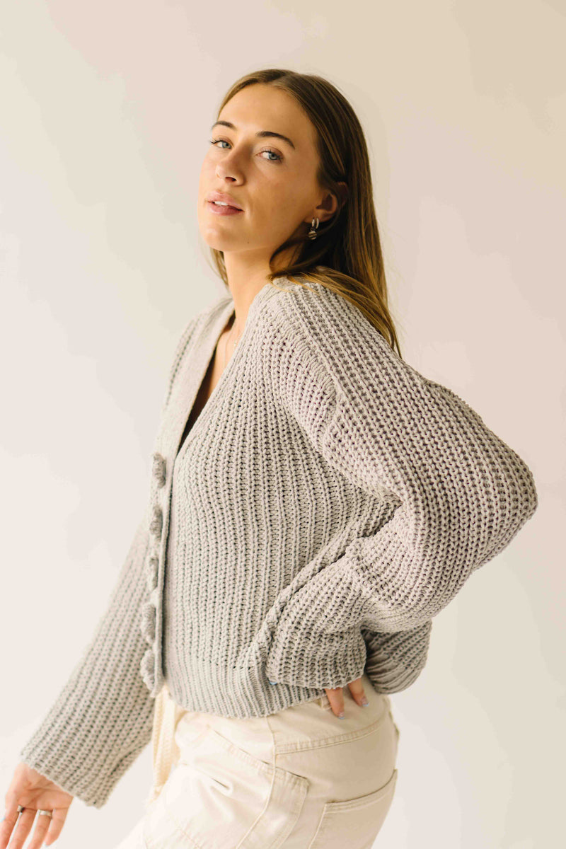 The Brandon Button-Up Cardigan in Khaki Grey