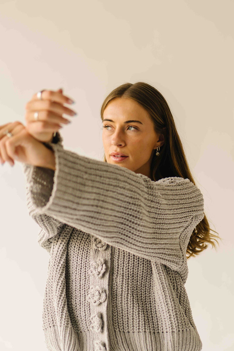 The Brandon Button-Up Cardigan in Khaki Grey