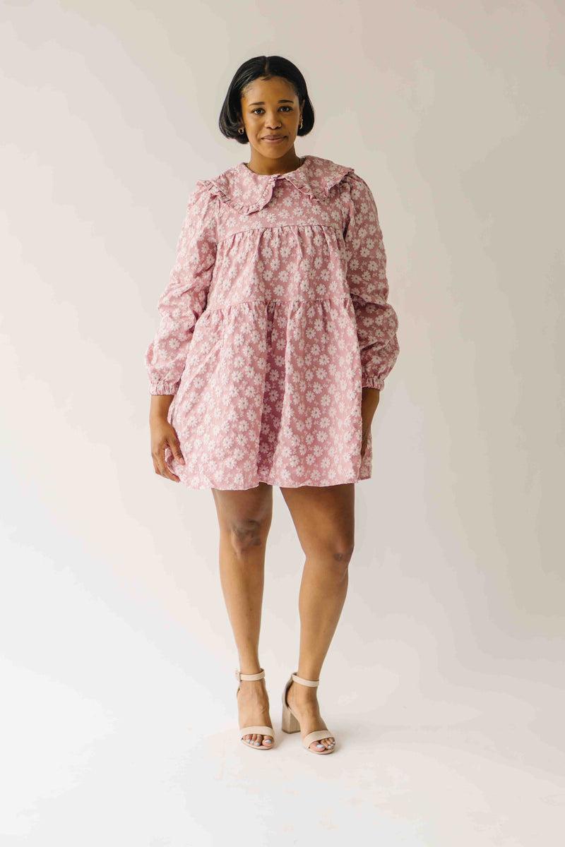 The Mayley Floral Jacquard Dress in Mauve