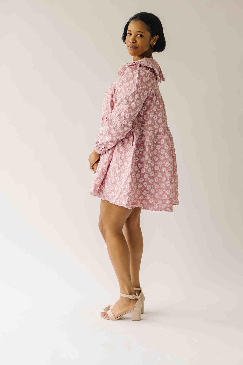 The Mayley Floral Jacquard Dress in Mauve