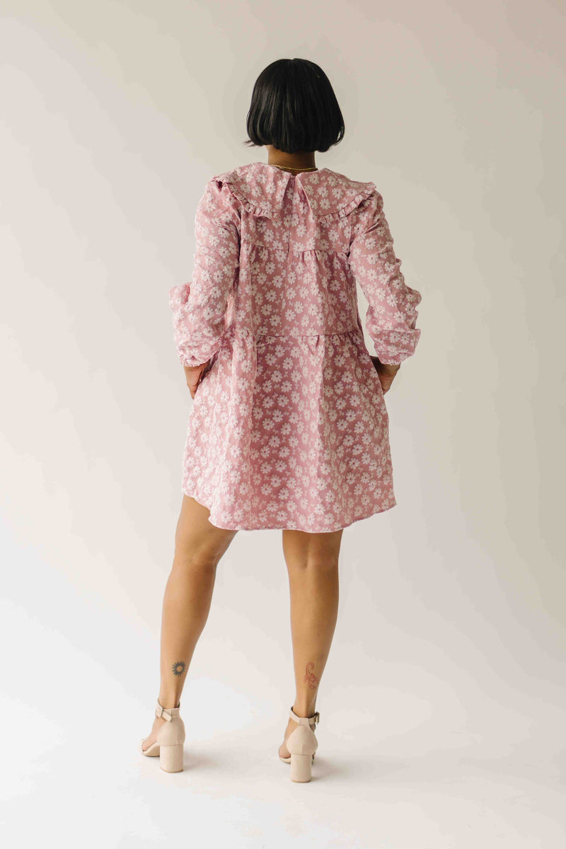 The Mayley Floral Jacquard Dress in Mauve