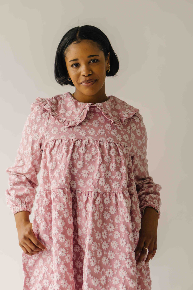 The Mayley Floral Jacquard Dress in Mauve