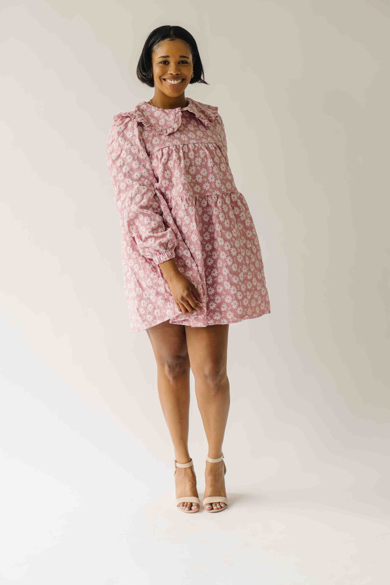 floral jacquard dress The Mayley Floral Jacquard Dress in Mauve Large