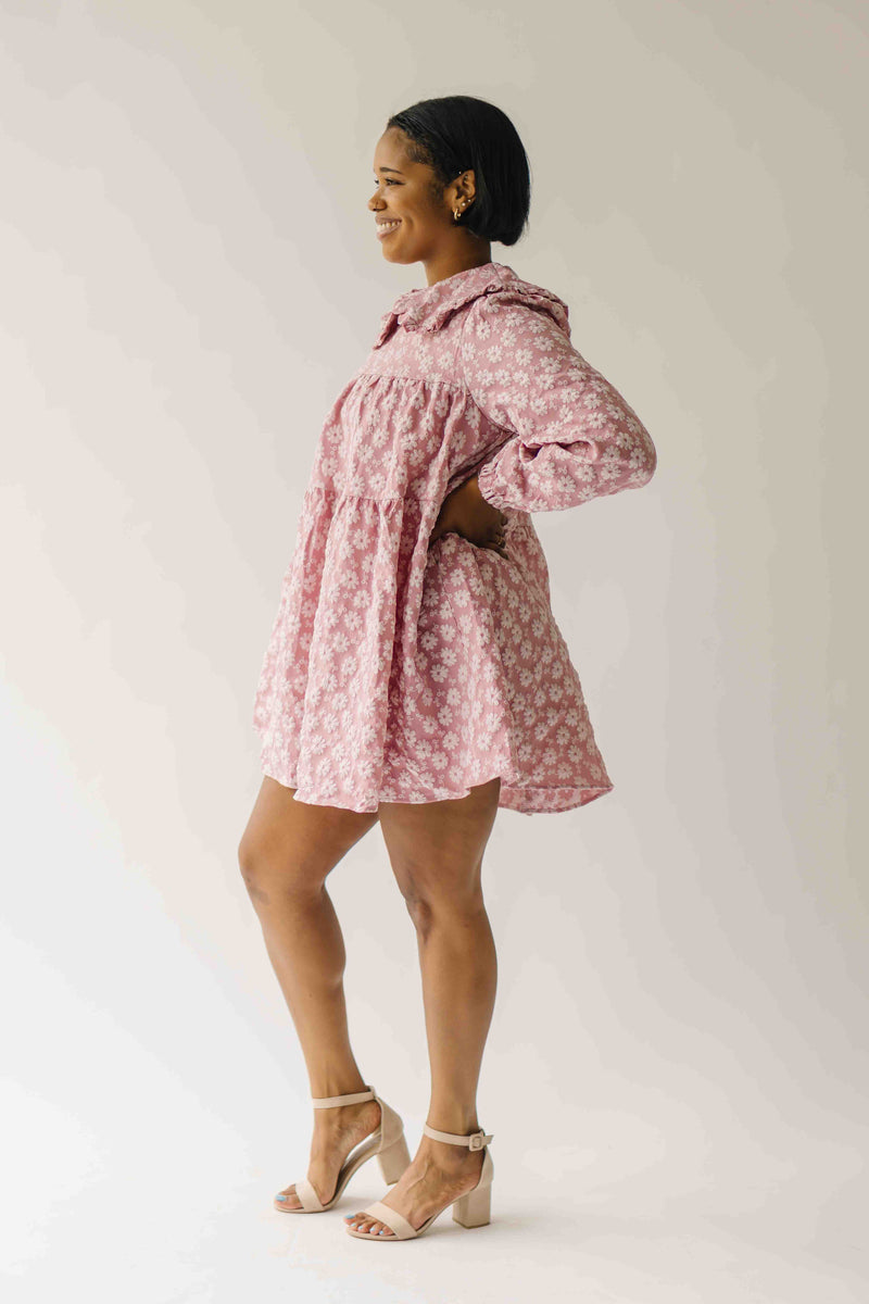 The Mayley Floral Jacquard Dress in Mauve