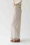 The Lyla Ruffle Edge Striped Pant in Cream + Brown