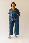 The Reece Eyelet Detail Wide Leg Pant in Navy