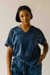 The Lola Lace Trim Blouse in Navy