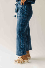 The Reece Eyelet Detail Wide Leg Pant in Navy