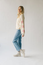 The Quimby Floral Detail Cardigan in Cream