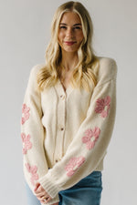 The Quimby Floral Detail Cardigan in Cream