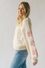 The Quimby Floral Detail Cardigan in Cream