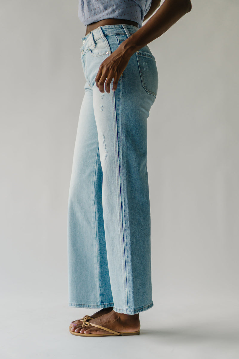 The Hoppel Wide Leg Flare Jean in Medium Blue