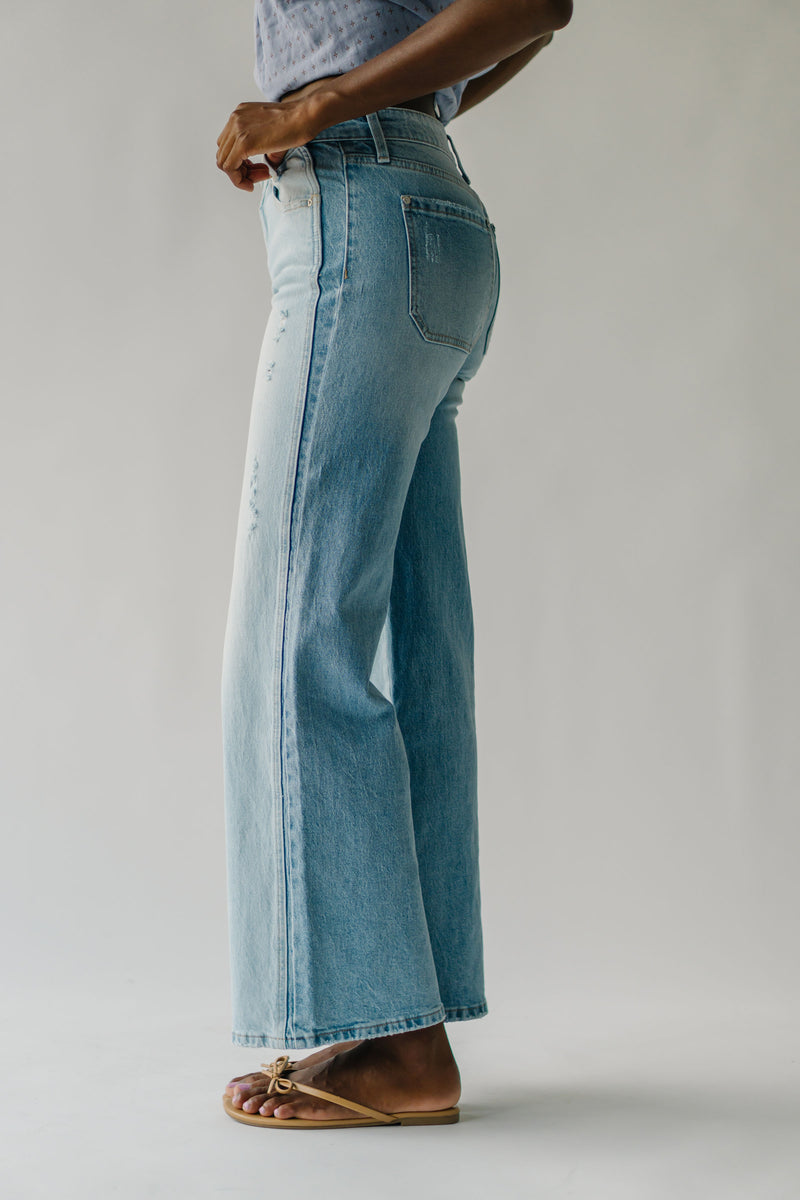 The Hoppel Wide Leg Flare Jean in Medium Blue