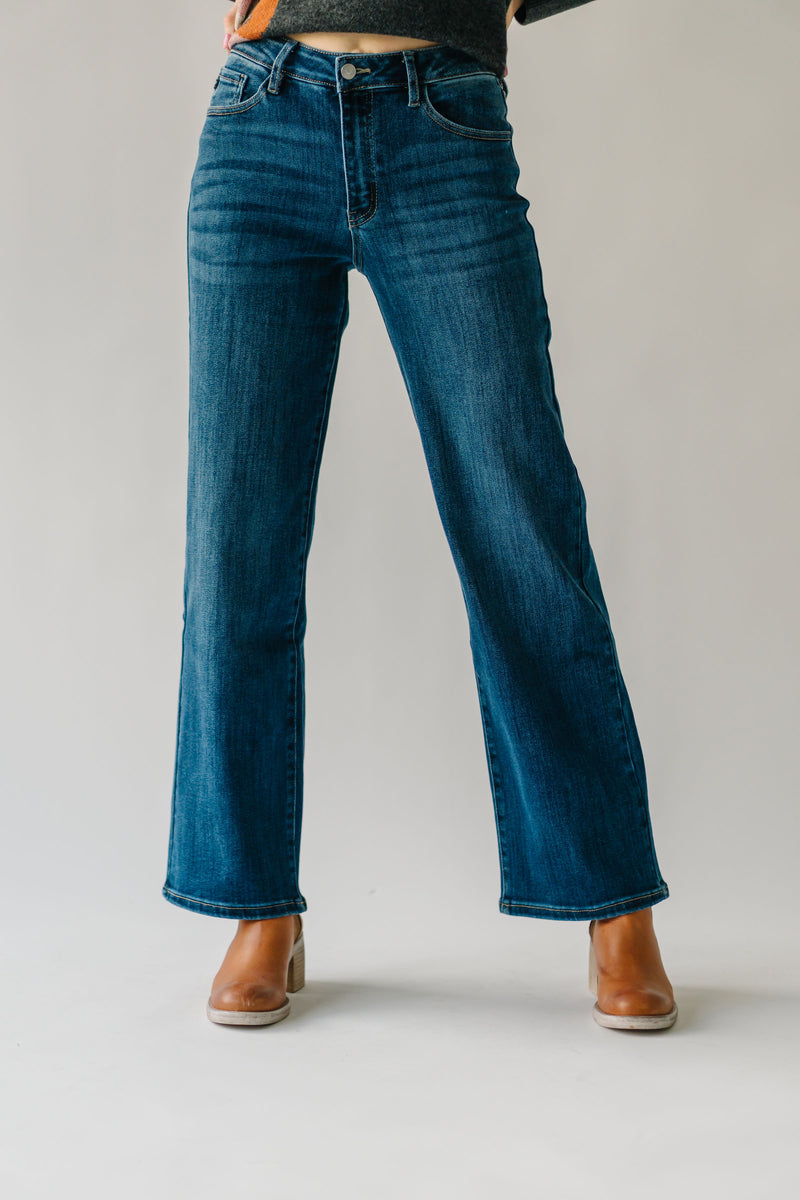 The Corvera High Rise Wide Leg Jean in Dark Blue