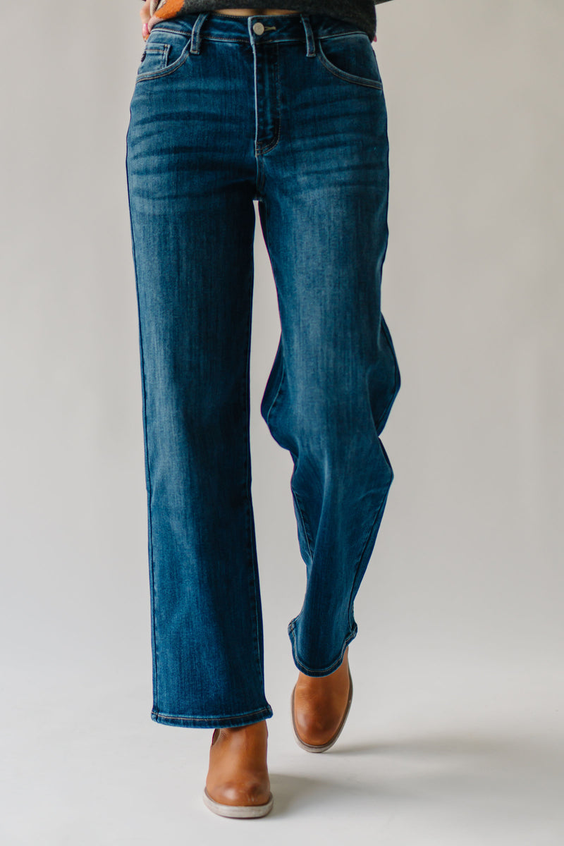 The Corvera High Rise Wide Leg Jean in Dark Blue