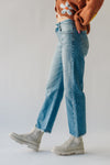 The Cullen High Rise Slim Wide Leg Jean in Medium Blue