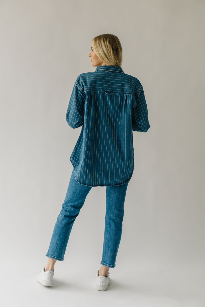 The Carrera Striped Button-Up in Denim Blue