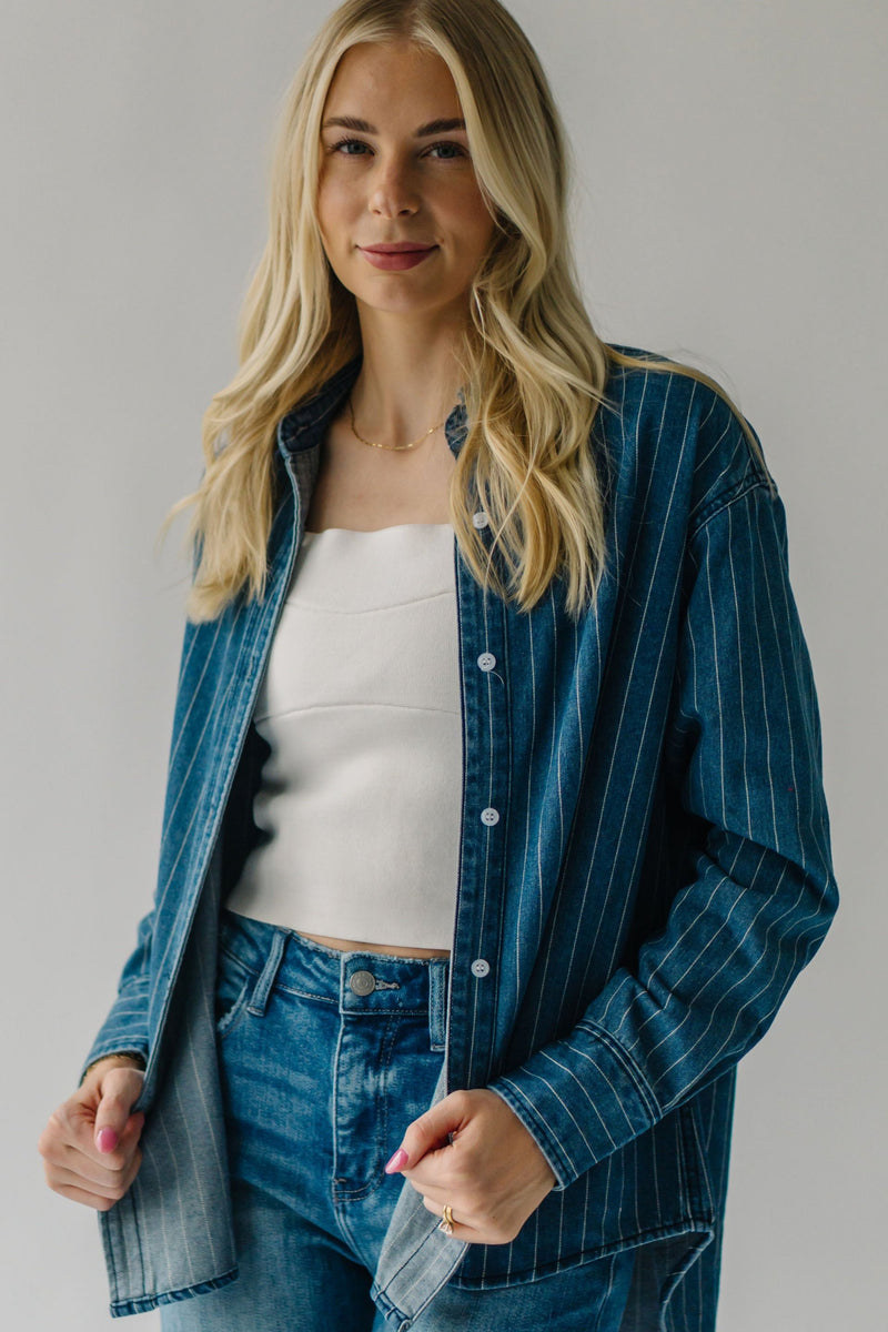 The Carrera Striped Button-Up in Denim Blue