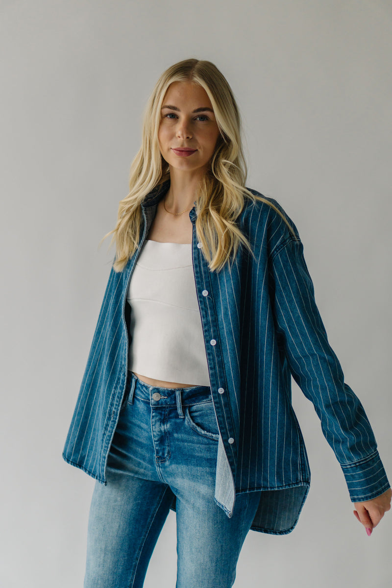 The Carrera Striped Button-Up in Denim Blue