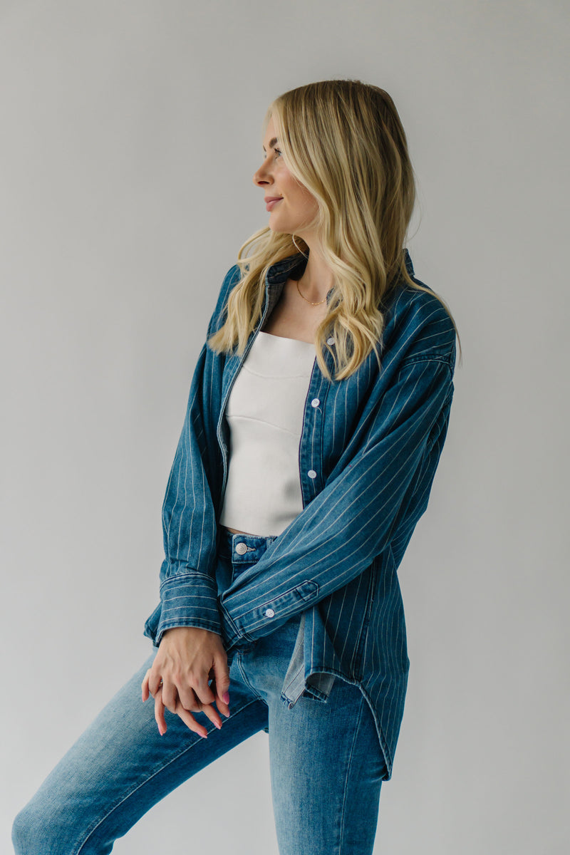 The Carrera Striped Button-Up in Denim Blue