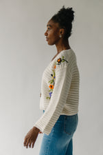 The Elvira Crochet Floral Detail Sweater in Ivory