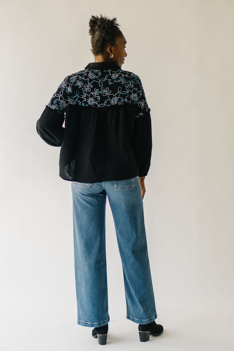 The Hocker Embroidered Blouse in Black