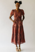 The Abello Eyelet Detail Maxi Dress in Burgundy