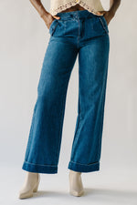 The Galdino High Rise Wide Leg Jean in Dark Blue