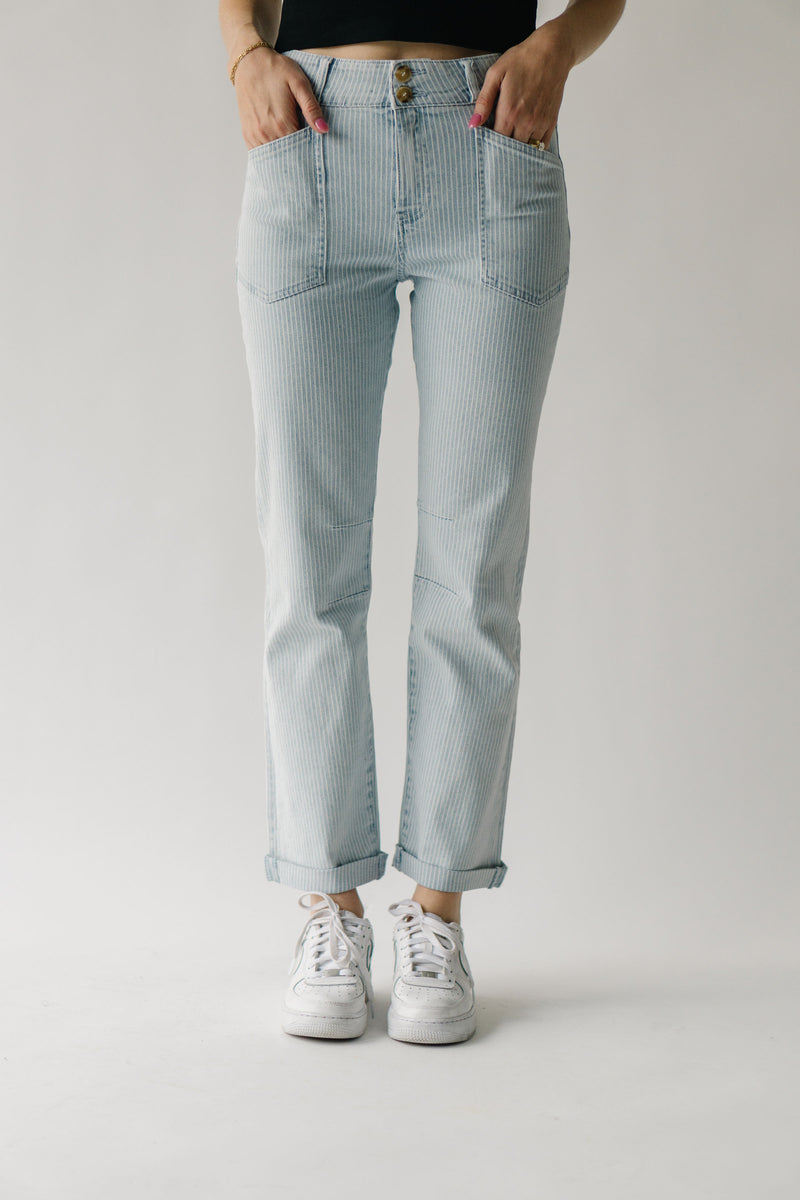 The Mattis Railroad Stripe Straight Jean in Light Blue