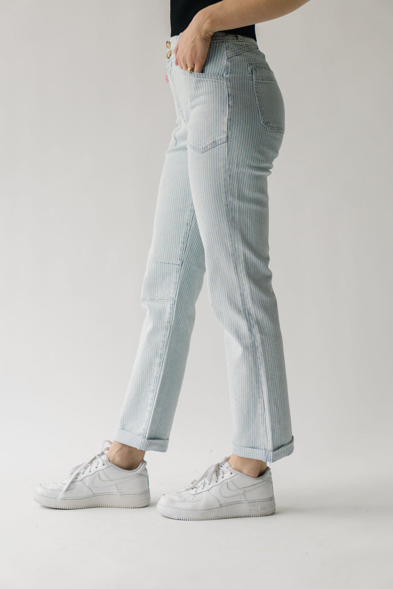 The Mattis Railroad Stripe Straight Jean in Light Blue