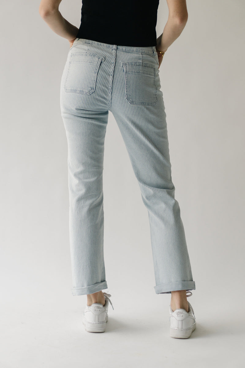 The Mattis Railroad Stripe Straight Jean in Light Blue