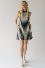 The Huddleston Striped Swing Dress in Charcoal