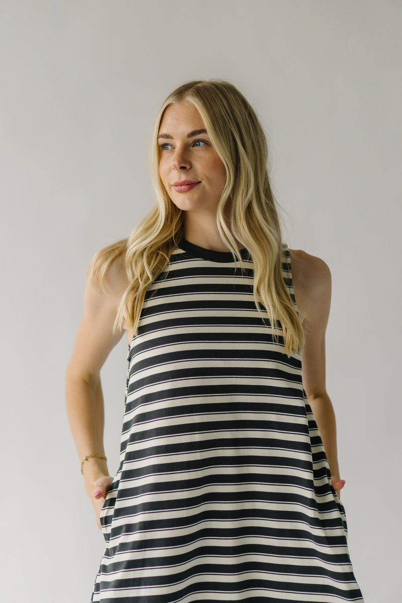 The Huddleston Striped Swing Dress in Charcoal