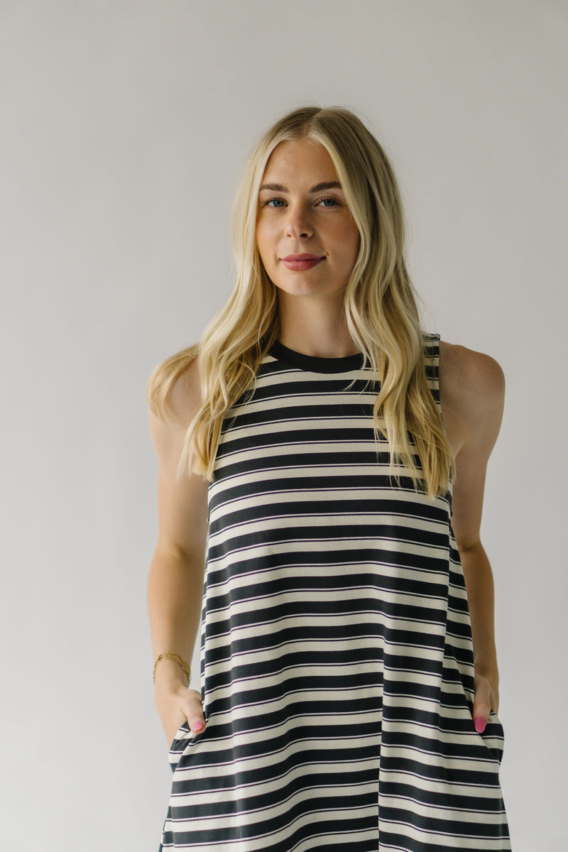 The Huddleston Striped Swing Dress in Charcoal