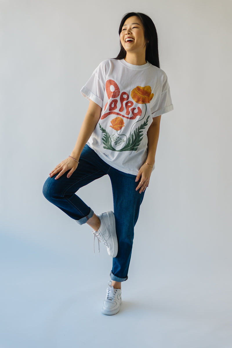 The August Poppy Tee in Vintage White