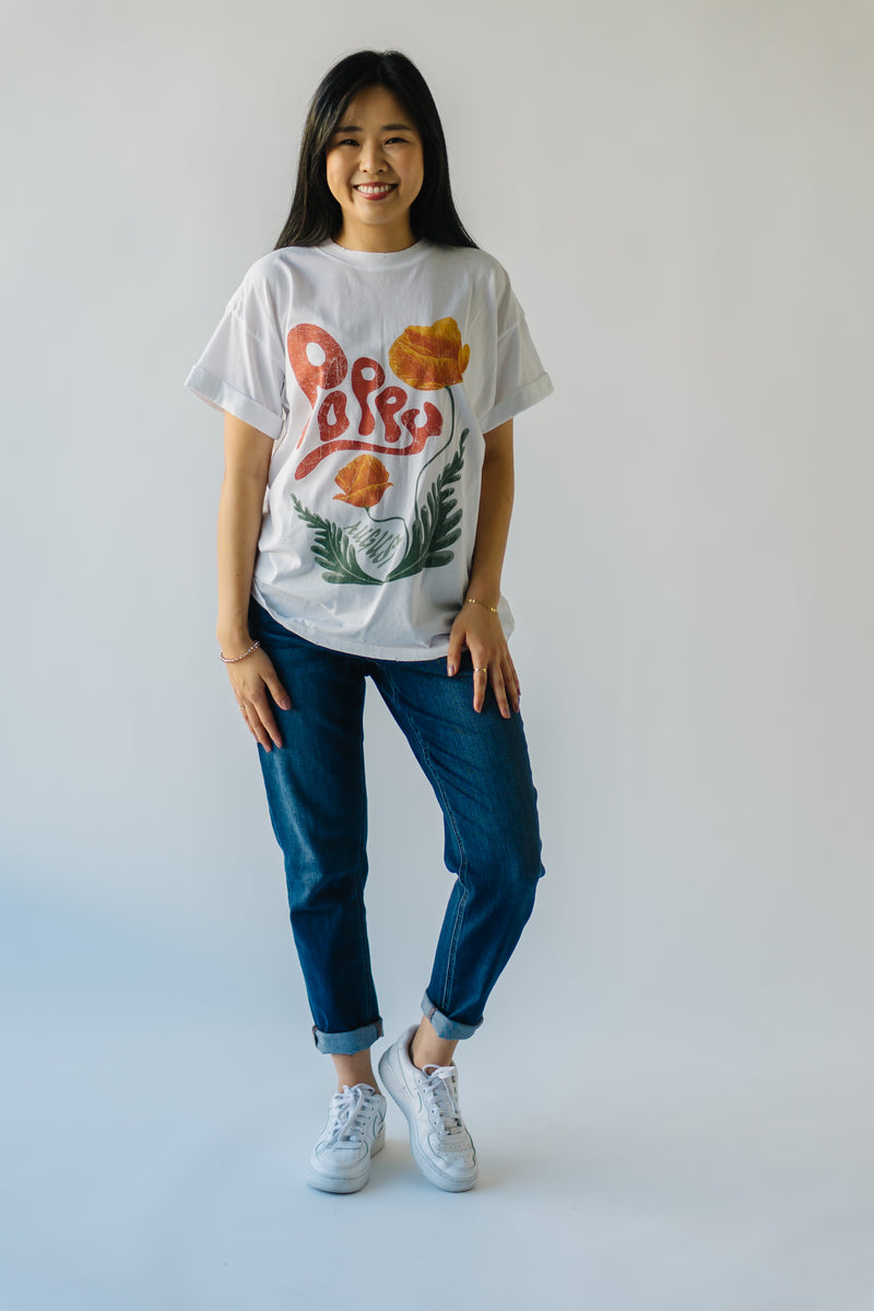 The August Poppy Tee in Vintage White