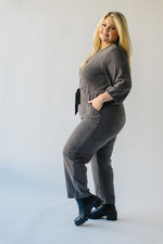 The Royston V-Neck Jumpsuit in Charcoal