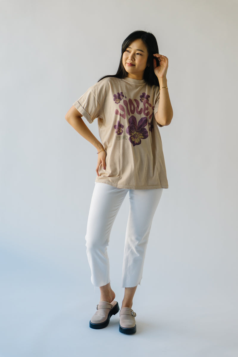 The February Violet Tee in Sand