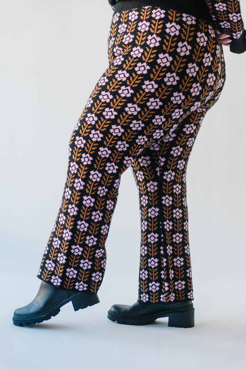 The Stratham Floral Contrast Pant in Black