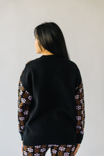 The Putney Floral Contrast Pullover in Black