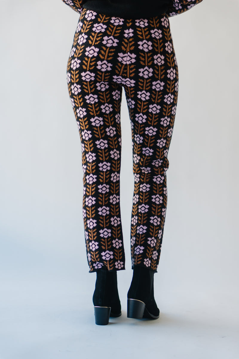 The Stratham Floral Contrast Pant in Black