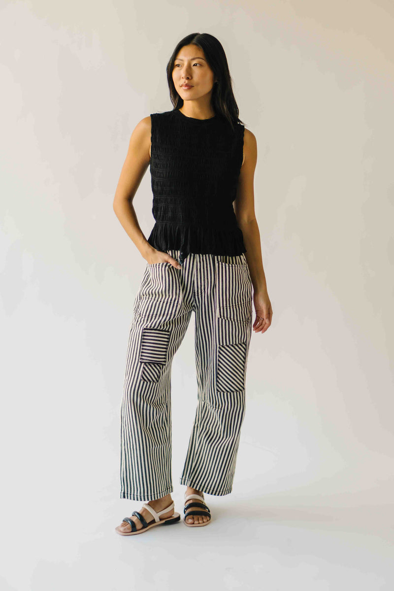 The Tate Smocked Tank in Black