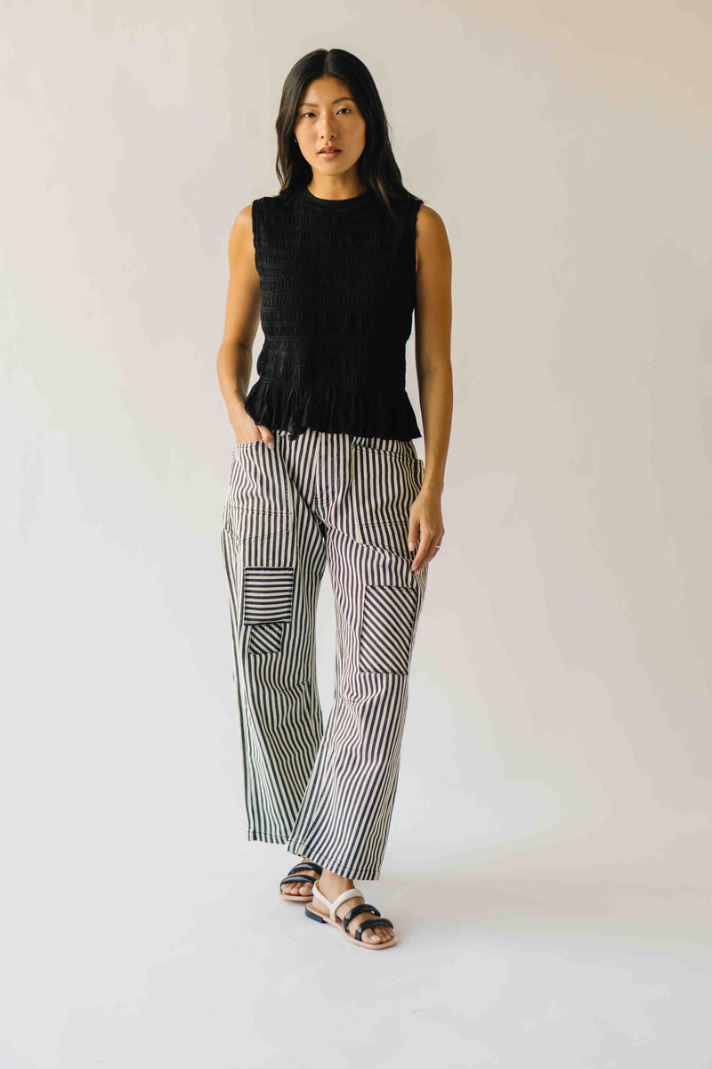 The Tate Smocked Tank in Black