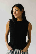 The Tate Smocked Tank in Black