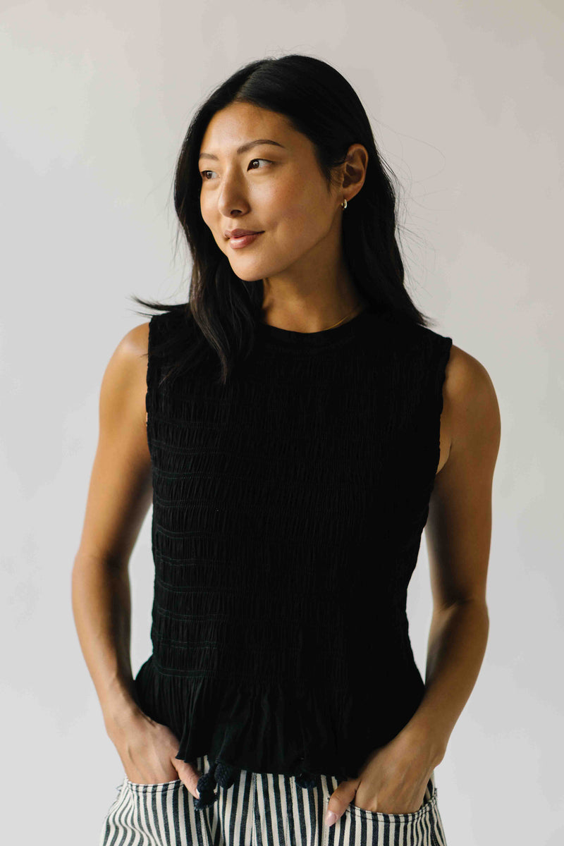 The Tate Smocked Tank in Black