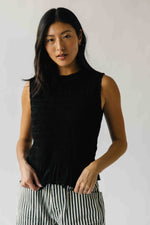 The Tate Smocked Tank in Black